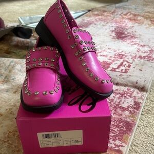 Olivia Miller Fuchsia Studded Loafers